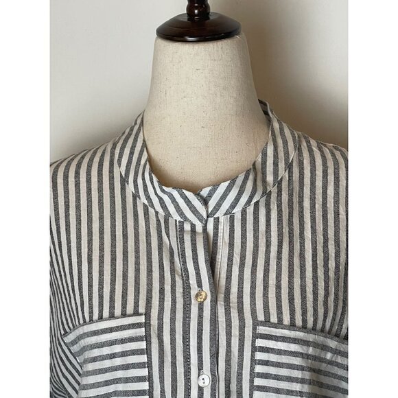 Ellison Blue And‎ White Striped Cotton Bell Sleeves Button Front Blouse Size S - Picture 7 of 13